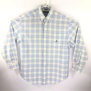 Nautica Mens Button Down Long Sleeve Plaid Sz L